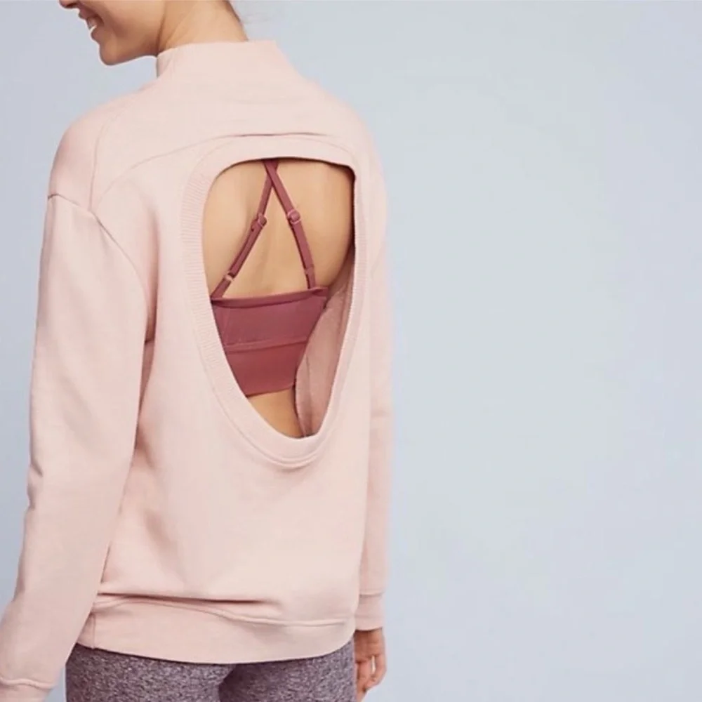 Varley Rochester Pink Cutout Back Sweatshirt Pilates Princess